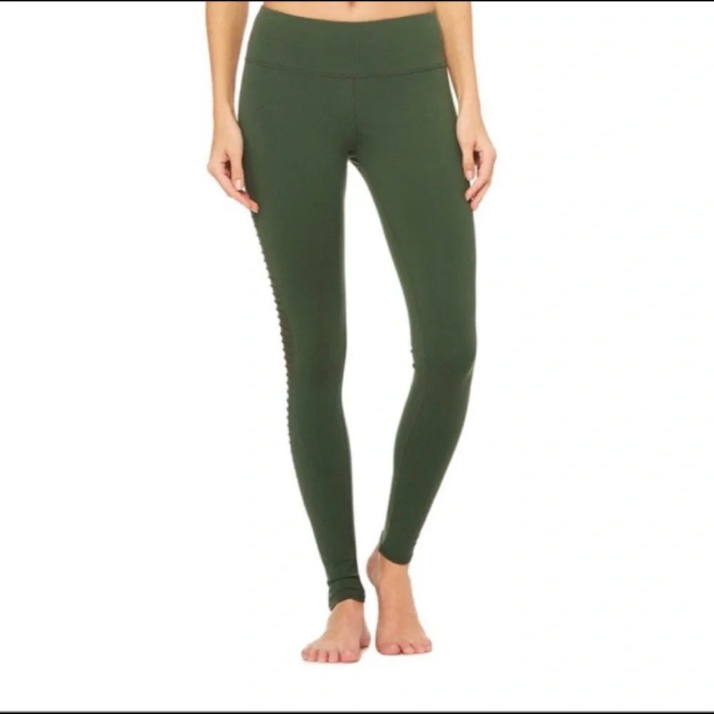 alo Leggings hunter green luminous mesh panels M
